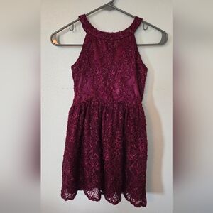 Place Girls Maroon Lace Dress Size 6x/7